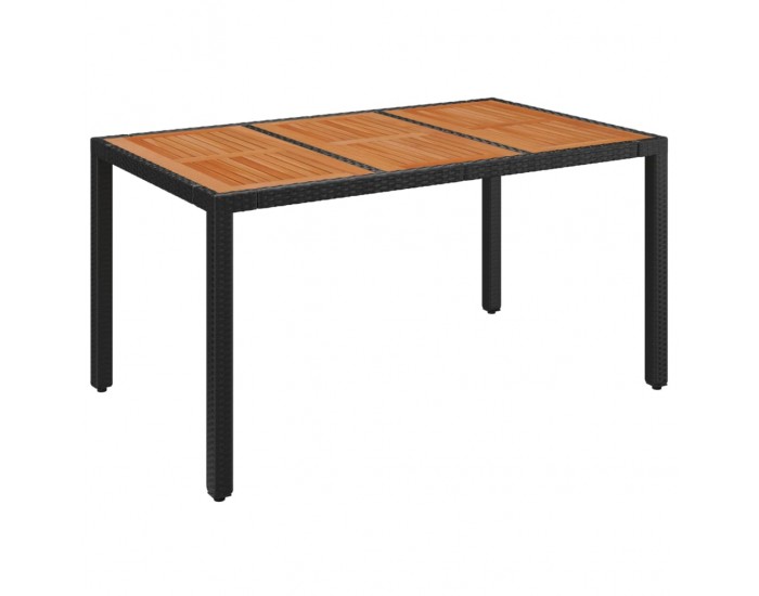 Sonata H Градинска маса с дървен плот черна 150x90x75 см полиратан