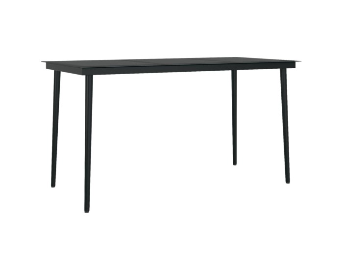 Sonata Masă de bucătărie de grădină, negru, 140x70x74 cm, oțel/sticlă