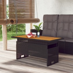 Sonata H Градинска маса черна 100x50x43/63 см акация масив и полиратан - Mese de grădină