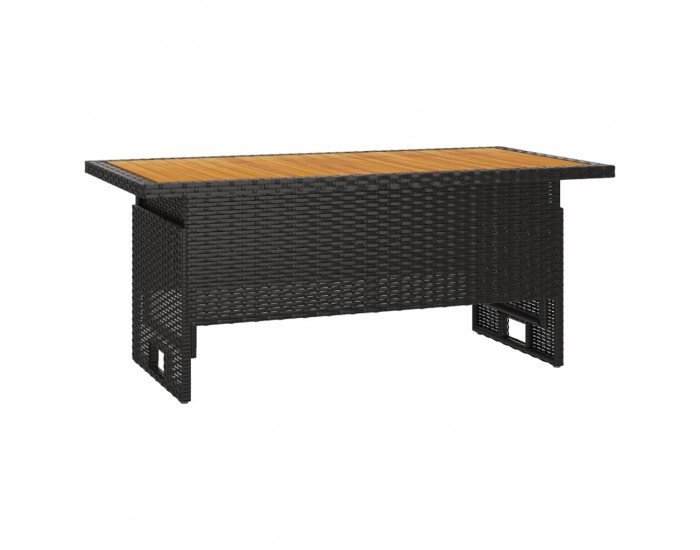 Sonata H Градинска маса черна 100x50x43/63 см акация масив и полиратан