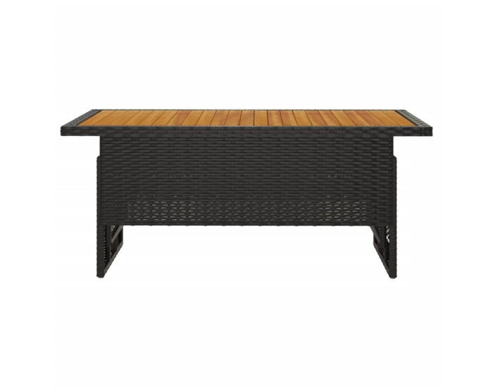 Sonata Masă de grădină negru 100x50x43/63 cm lemn acacia și poliratan
