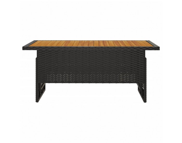 Sonata H Градинска маса черна 100x50x43/63 см акация масив и полиратан