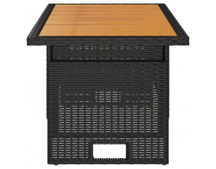 Sonata H Градинска маса черна 100x50x43/63 см акация масив и полиратан