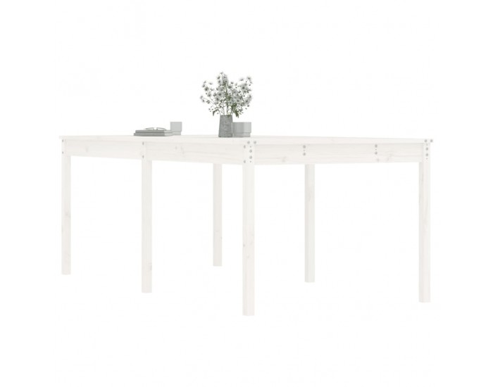 Sonata H Градинска маса, бяла 203,5x100x76 см, борово дърво масив