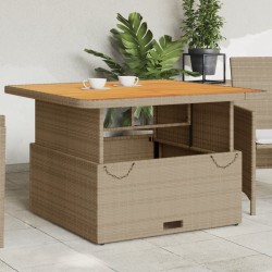 Sonata H Градинска маса бежова 110x110x71 см полиратан и акациево дърво - Mese de grădină