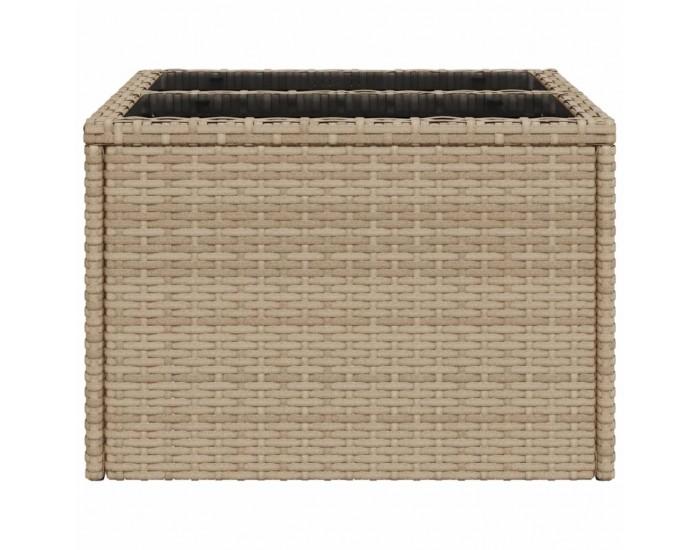 Sonata H Градинска маса със стъклен плот бежов 55x55x37 см полиратан