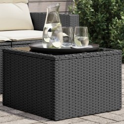 Sonata H Градинска маса със стъклен плот черен 55x55x37 см полиратан - Mese de grădină