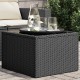 Sonata H Градинска маса със стъклен плот черен 55x55x37 см полиратан