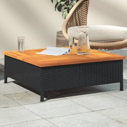 Sonata H Градинска маса, черна, 70x70x25 см, ратан и акациево дърво - Mese de grădină