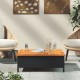 Sonata H Градинска маса, черна, 70x70x25 см, ратан и акациево дърво