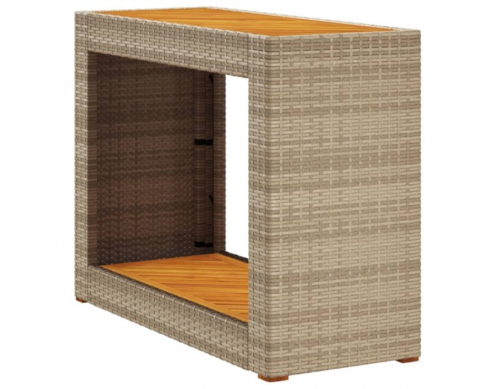 Sonata H Градинска маса с дървен плот бежова 100x40x75 см полиратан