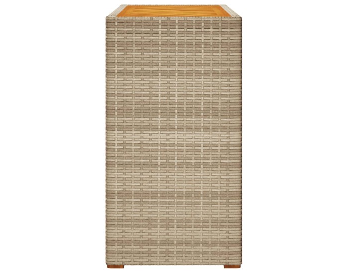 Sonata Masă laterală de grădină blat lemn, bej, 100x40x75 cm poliratan
