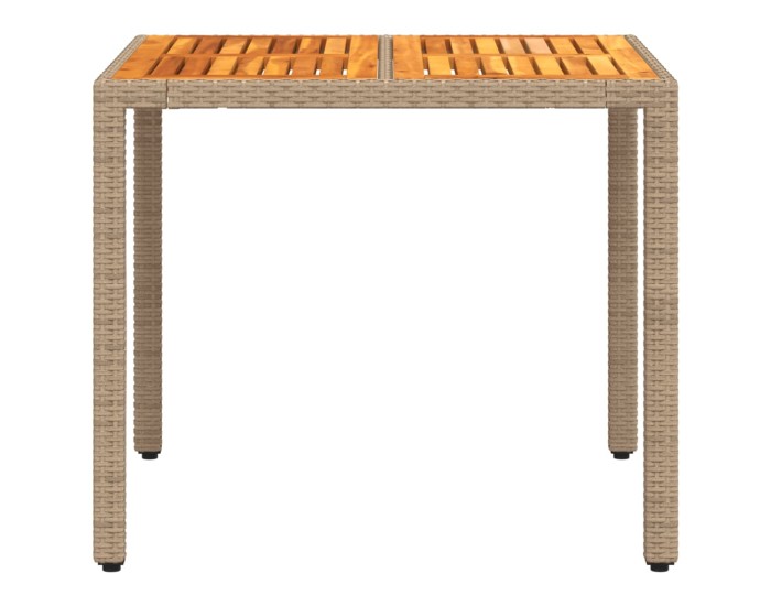 Sonata Masă de grădină, bej, 90x90x75 cm, poliratan și lemn acacia