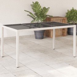 Sonata H Градинска маса със стъклен плот бяла 150x90x75 см полиратан - Mese de grădină