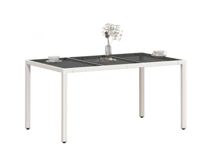 Sonata H Градинска маса със стъклен плот бяла 150x90x75 см полиратан
