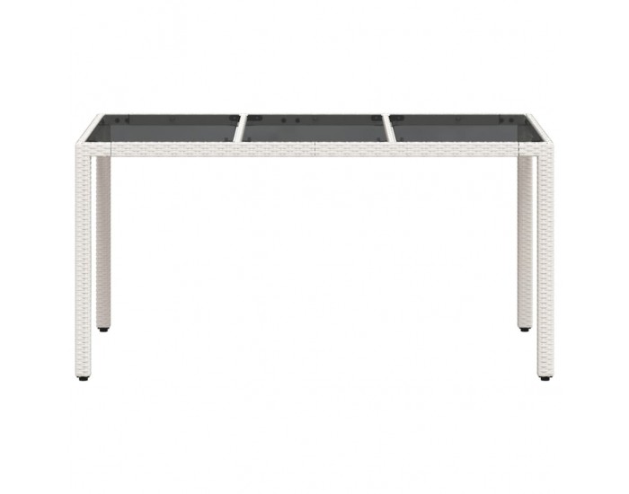 Sonata H Градинска маса със стъклен плот бяла 150x90x75 см полиратан