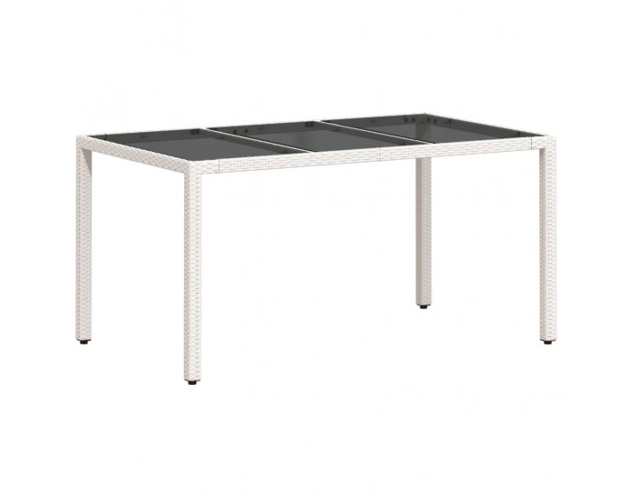 Sonata H Градинска маса със стъклен плот бяла 150x90x75 см полиратан