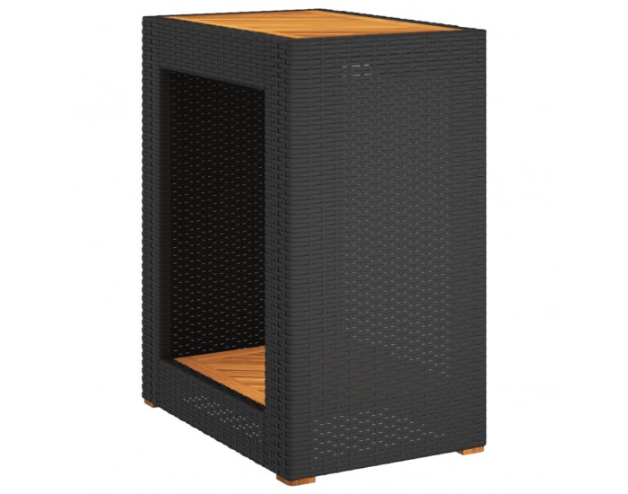 Sonata H Градинска маса с дървен плот черна 60x40x75 см полиратан