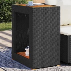Sonata H Градинска маса с дървен плот черна 60x40x75 см полиратан - Mese de grădină