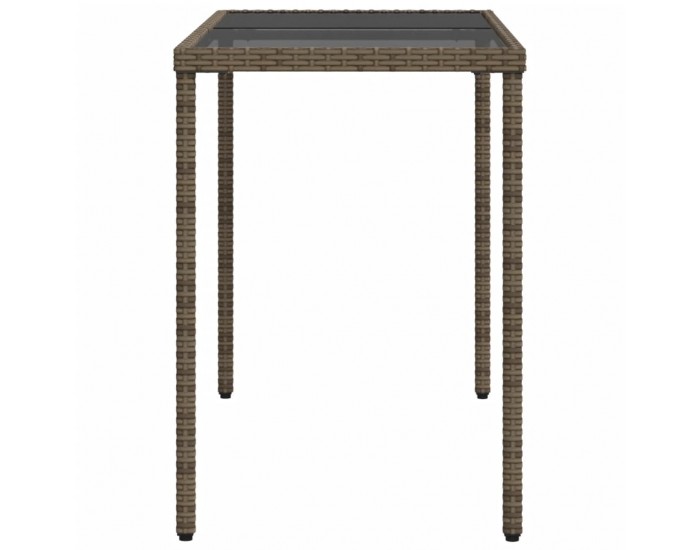 Sonata H Градинска маса със стъклен плот сива 115x54x74 см полиратан