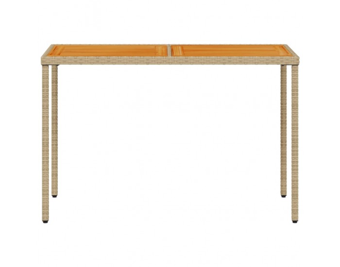 Sonata H Градинска маса с плот от акация, бежово, 115x54x74см, полиратан