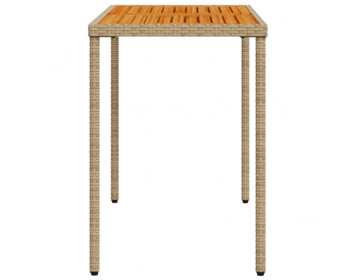 Sonata H Градинска маса с плот от акация, бежово, 115x54x74см, полиратан