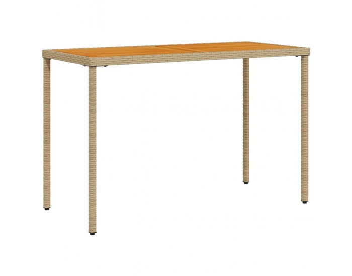 Sonata H Градинска маса с плот от акация, бежово, 115x54x74см, полиратан