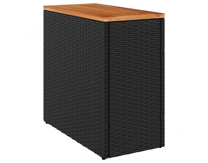 Sonata H Градинска маса с дървен плот черна 58x27,5x55 см полиратан