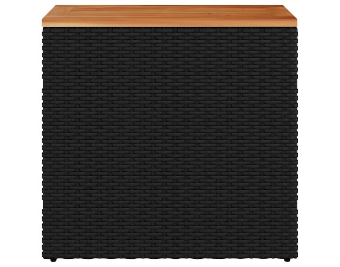 Sonata H Градинска маса с дървен плот черна 58x27,5x55 см полиратан