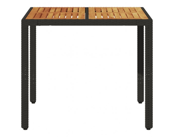Sonata H Градинска маса с дървен плот акация черна 90x90x75 см полиратан