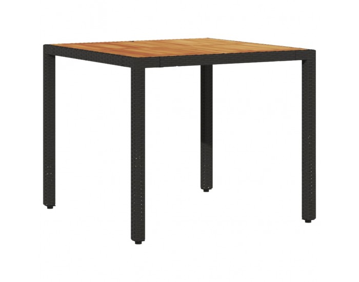 Sonata H Градинска маса с дървен плот акация черна 90x90x75 см полиратан