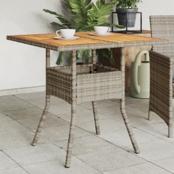 Sonata H Градинска маса с плот от акация, сиво, 80x80x75 см, полиратан - Mese de grădină