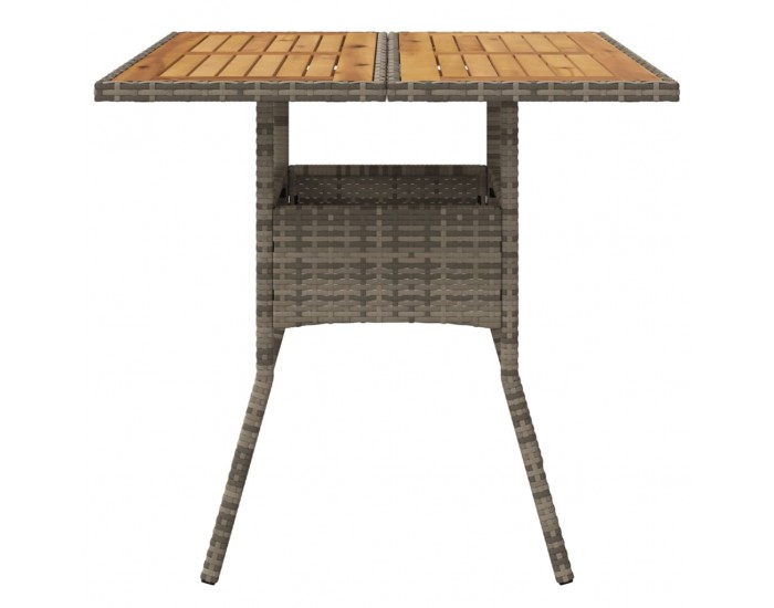 Sonata H Градинска маса с плот от акация, сиво, 80x80x75 см, полиратан