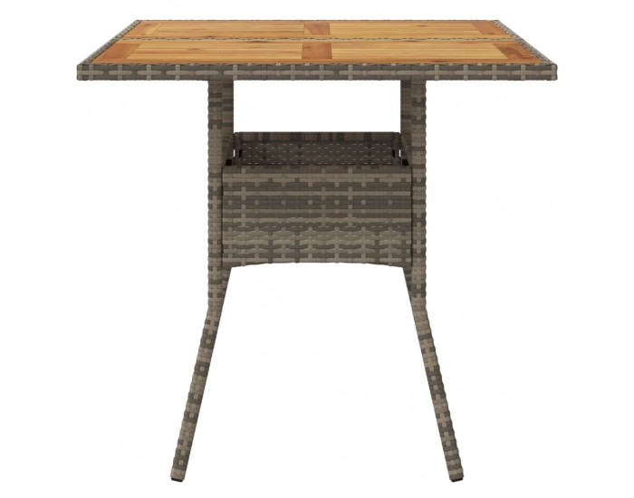 Sonata H Градинска маса с плот от акация, сиво, 80x80x75 см, полиратан