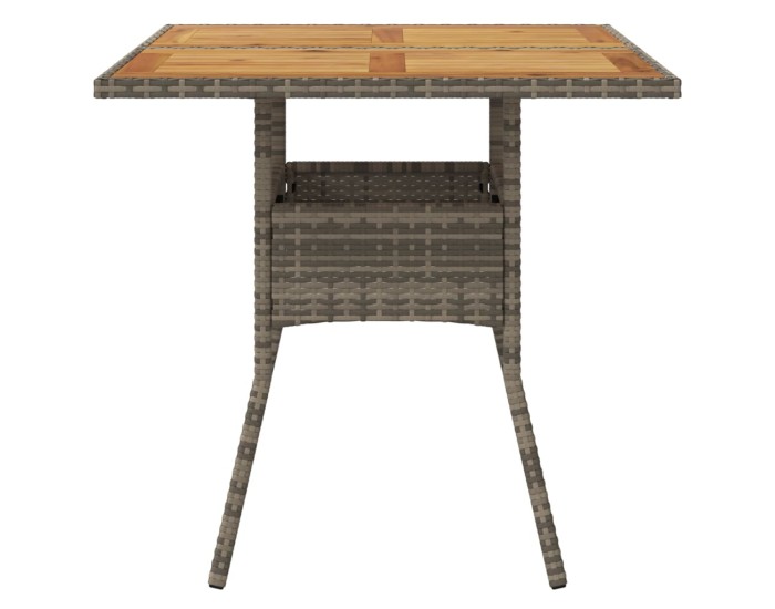 Sonata Masă grădină, blat din lemn acacia gri 80x80x75 cm poliratan