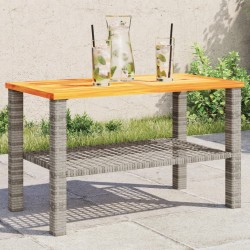 Sonata H Градинска маса, сива, 70x38x42 см, полиратан и акациево дърво - Mese de grădină