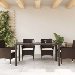 Sonata H Градинска маса със стъклен плот кафява 150x90x75 см полиратан - Mese de grădină