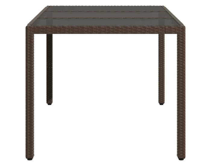 Sonata H Градинска маса със стъклен плот кафява 150x90x75 см полиратан