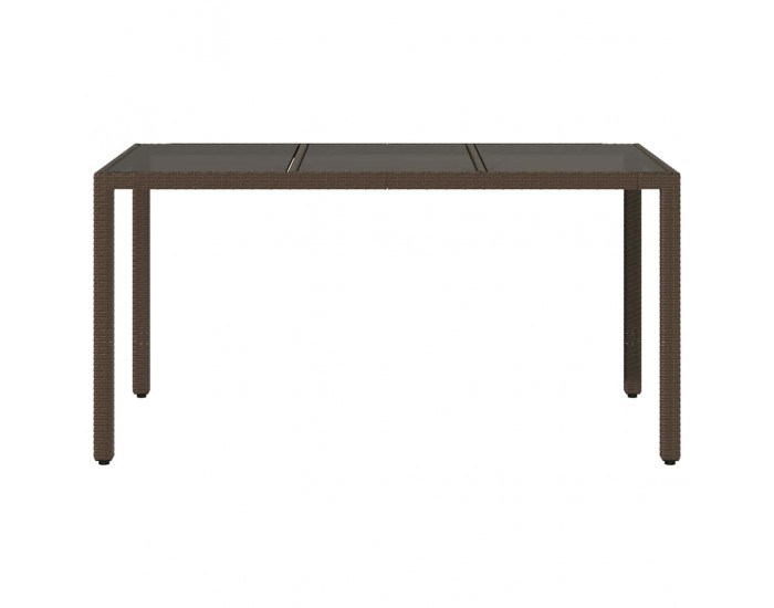 Sonata H Градинска маса със стъклен плот кафява 150x90x75 см полиратан