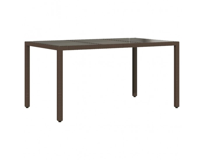 Sonata H Градинска маса със стъклен плот кафява 150x90x75 см полиратан