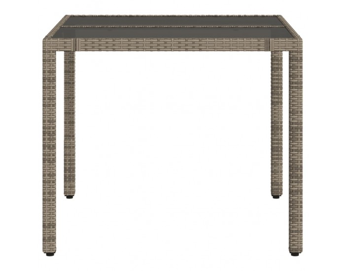 Sonata H Градинска маса със стъклен плот сива 90x90x75 см полиратан