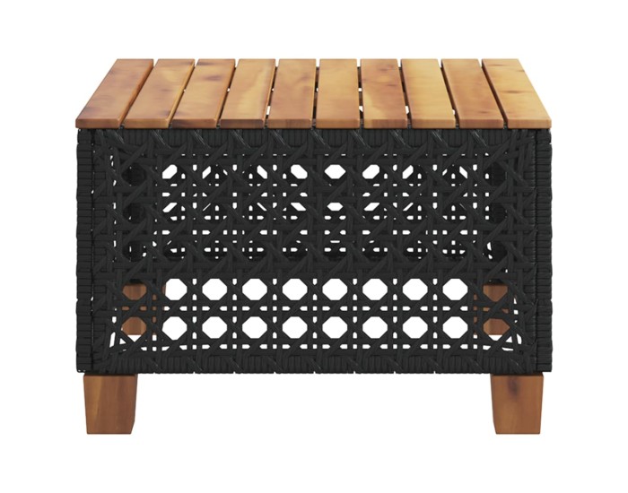 Sonata Masă de grădină, negru, 55x55x36 cm, poliratan și lemn acacia