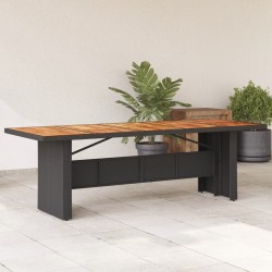 Sonata H Градинска маса с плот от акация, черно, 240x90x75 см, полиратан - Mese de grădină
