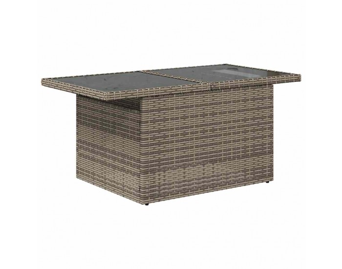 Sonata H Градинска маса със стъклен плот сива 100x55x73 см полиратан