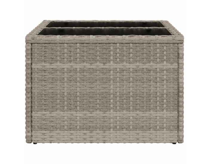 Sonata H Градинска маса стъклен плот светлосива 55x55x37 см полиратан