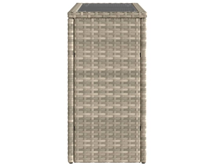 Sonata Masă laterală grădină, blat sticlă, gri 58x27,5x55 cm poliratan