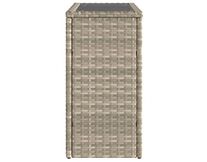 Sonata H Градинска маса със стъклен плот сива 58x27,5x55 см полиратан
