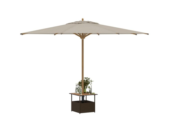 Sonata Masă grădină cu orificiu umbrelă maro 55x55x46,5 cm poliratan