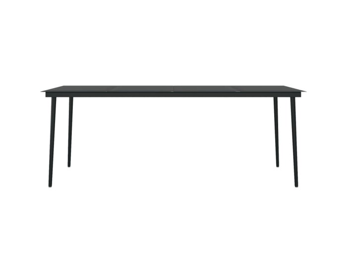 Sonata Masă de bucătărie de grădină, negru, 200x100x74 cm, oțel/sticlă