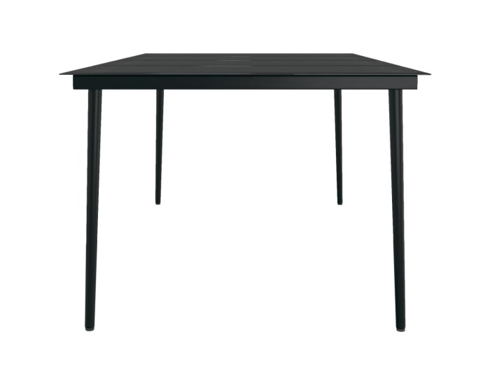 Sonata Masă de bucătărie de grădină, negru, 200x100x74 cm, oțel/sticlă